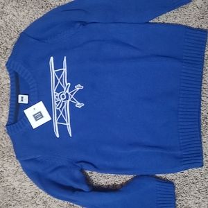 NWT Janie and Jack blue boys sweater with airplane embroidery